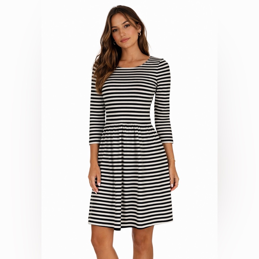 J. Crew Factory Dress Striped Black and White 10